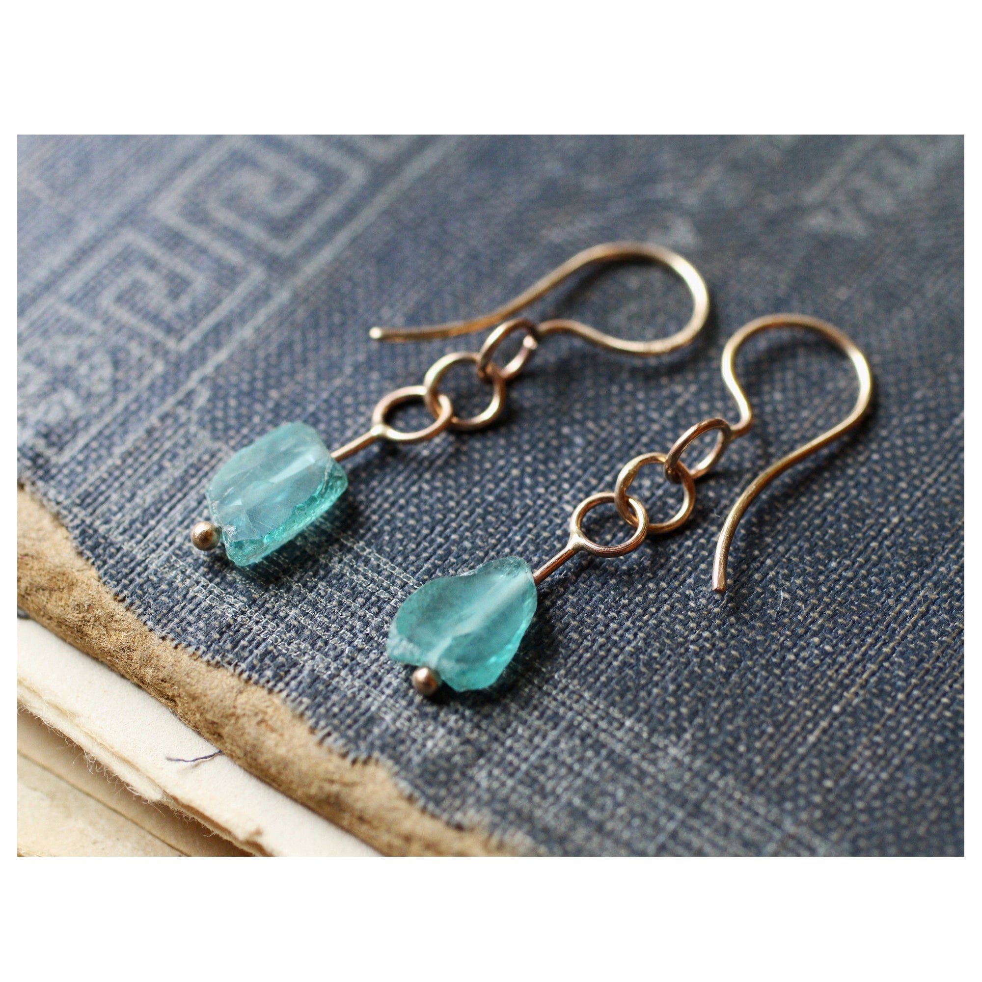 Apatite Dangle Earrings in 14k