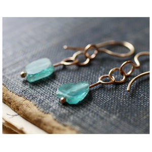 Apatite Dangle Earrings in 14k