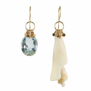 Aquamarine & Shell Samba Earrings in Recycled 14k Gold