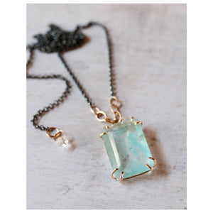 Aquamarine Gentle Embrace Talisman Necklace with 14k Gold