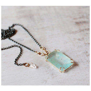 Aquamarine Gentle Embrace Talisman Necklace with 14k Gold