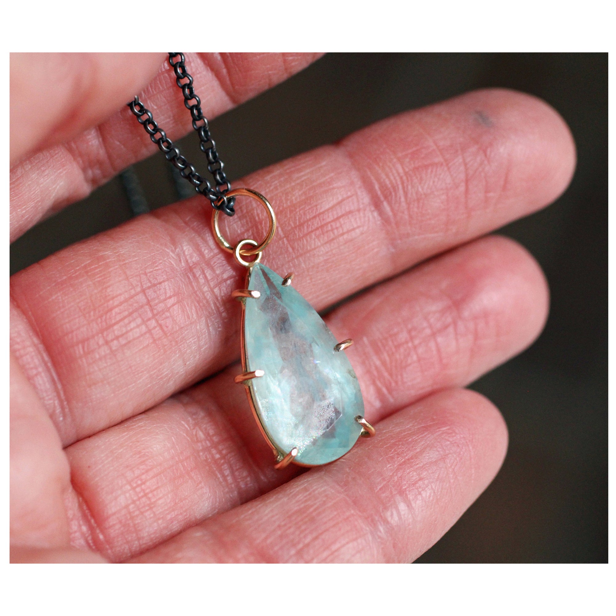 Aquamarine Gentle Embrace Talisman Pendant in 14k Gold