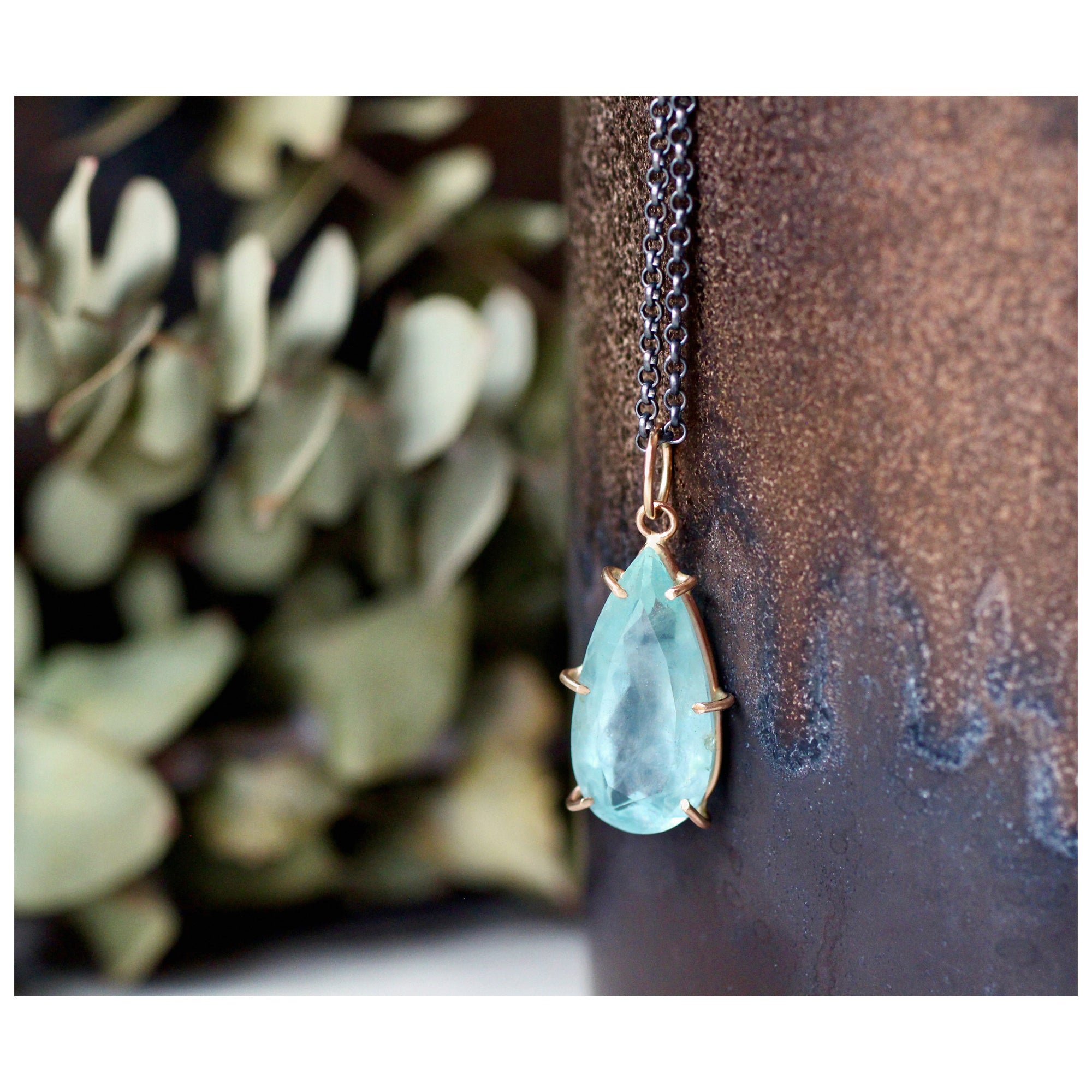 Aquamarine Gentle Embrace Talisman Pendant in 14k Gold