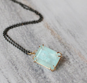 Aquamarine Gentle Embrace Talisman Pendant in 14k Gold