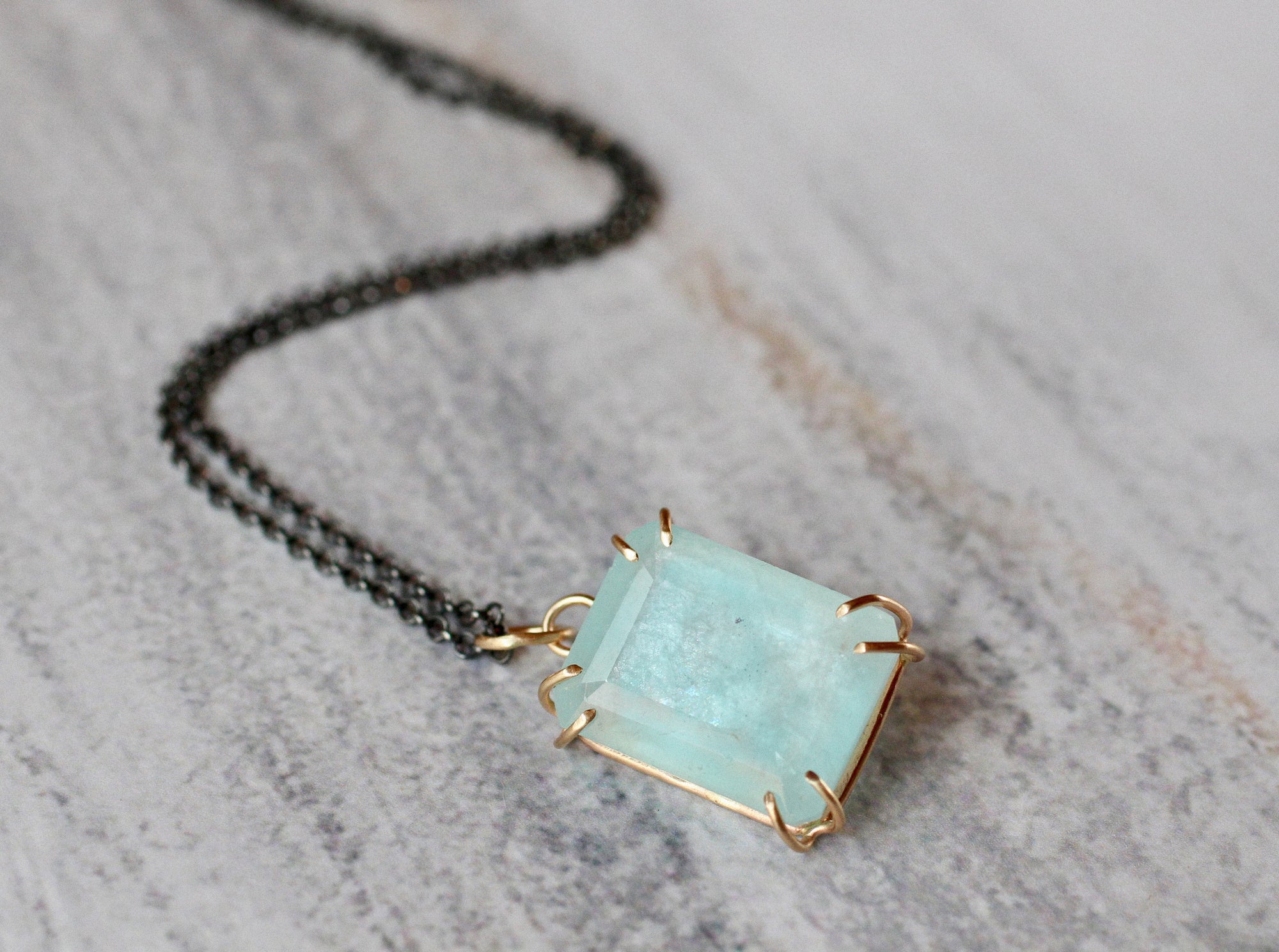 Aquamarine Gentle Embrace Talisman Pendant in 14k Gold