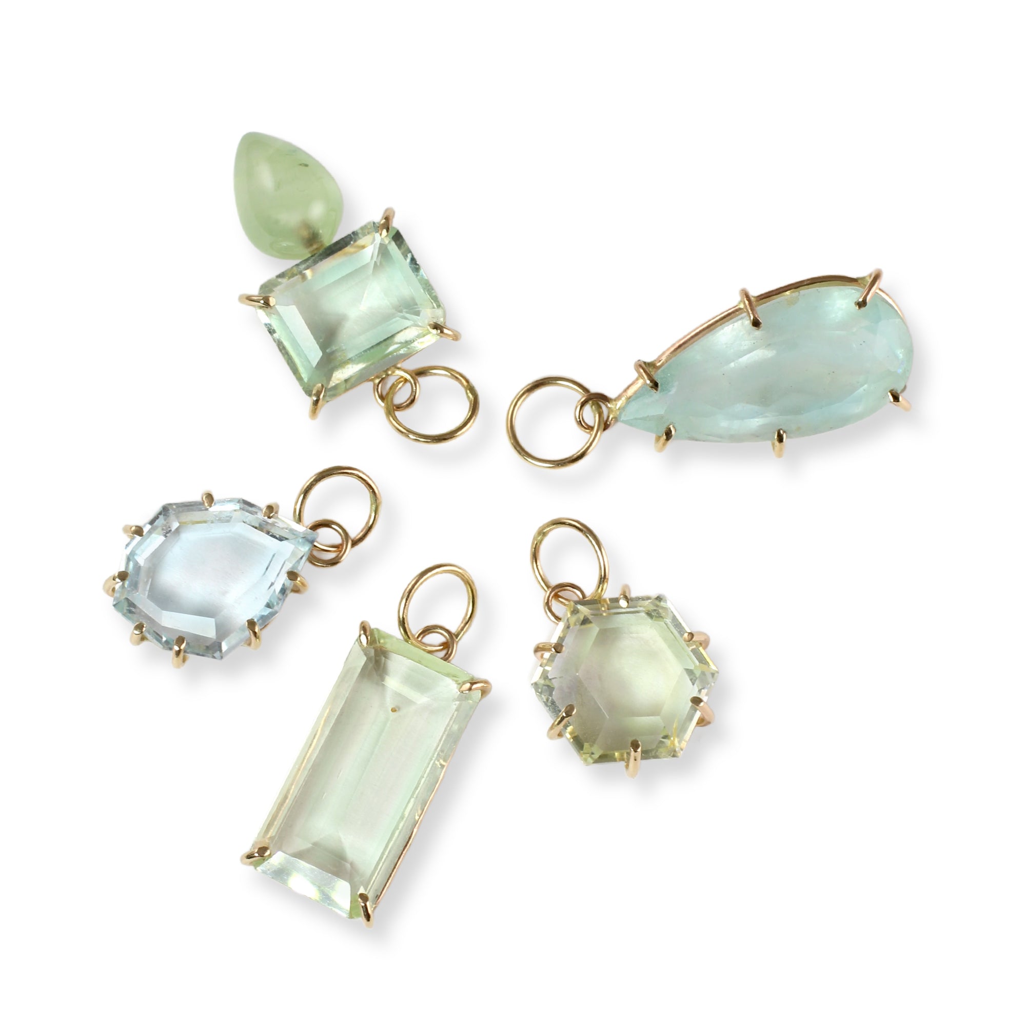 Aquamarine & Prehnite Inner Peace Talisman Pendant in 14k Gold