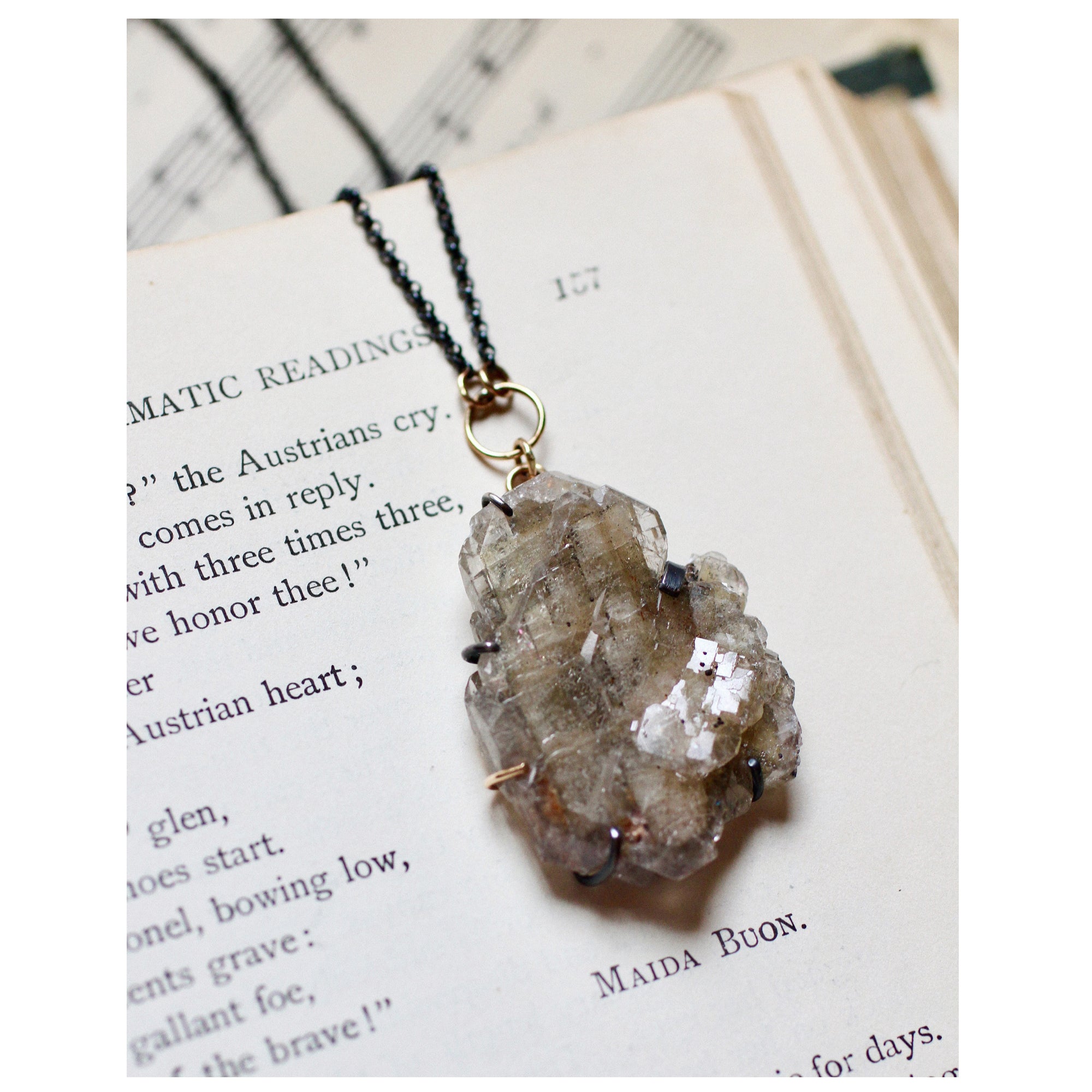 Baryte Specimen Necklace with 14k Gold