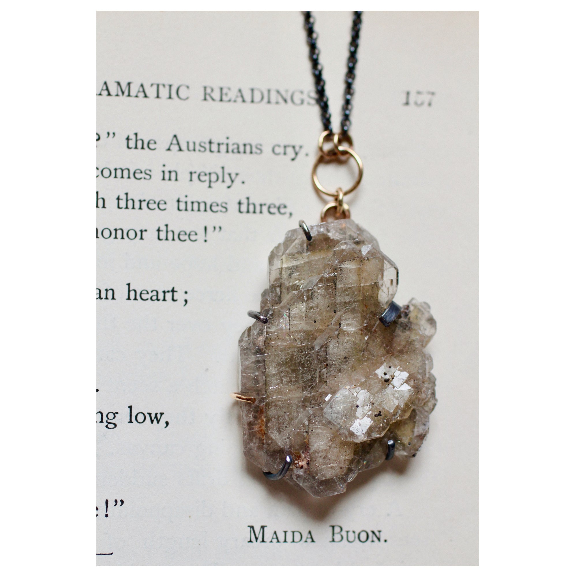 Baryte Specimen Necklace with 14k Gold