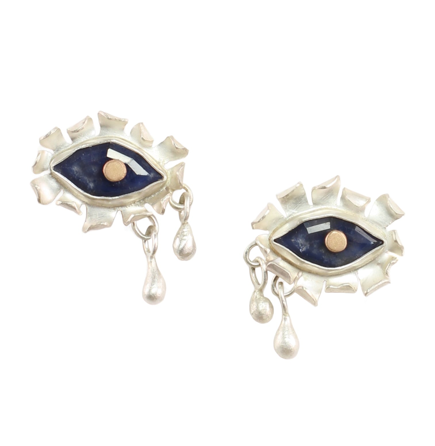 Mystical Eye Stud Earrings with 14k