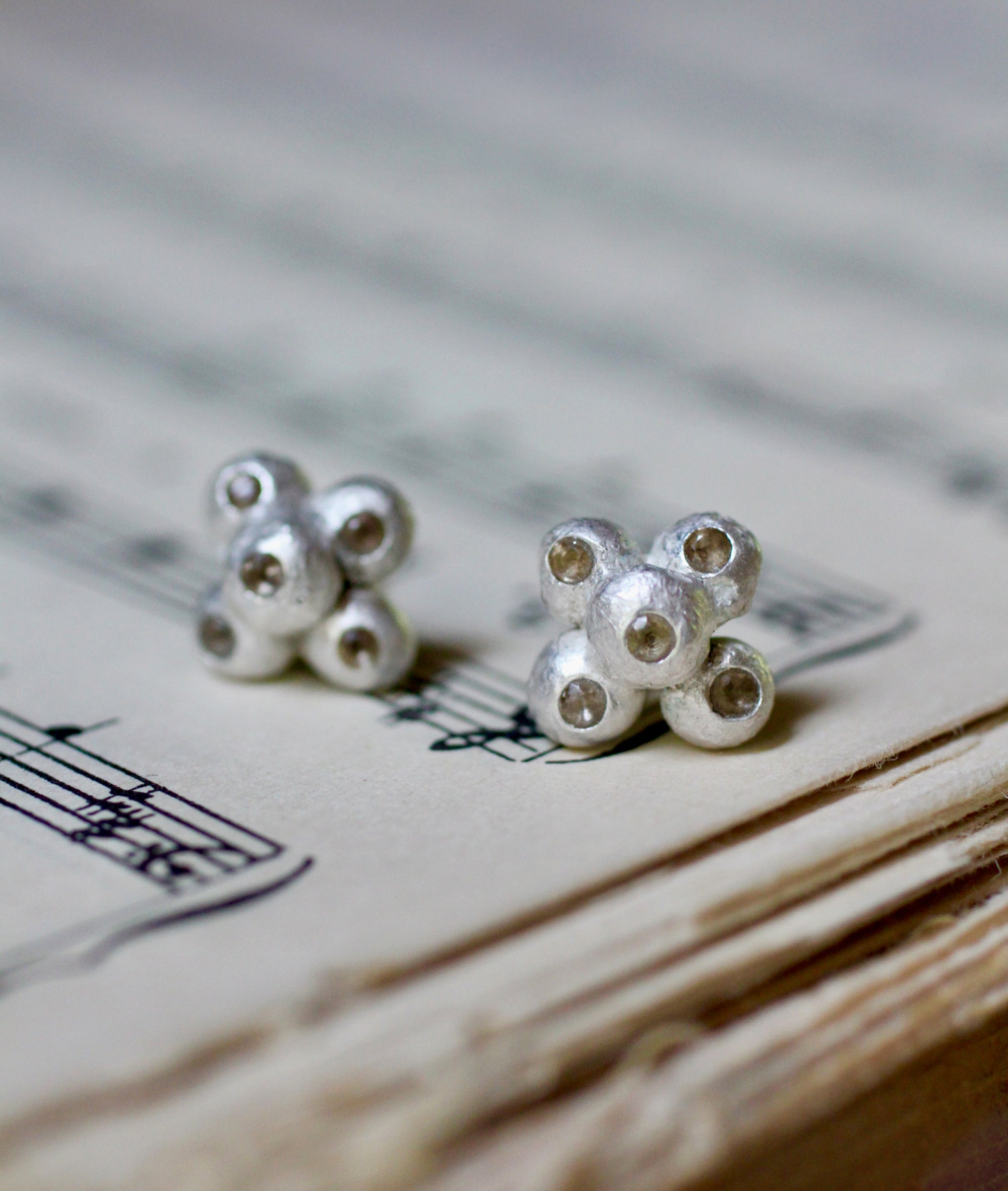 Bauble Studs with Smokey Quartz - Made to Order