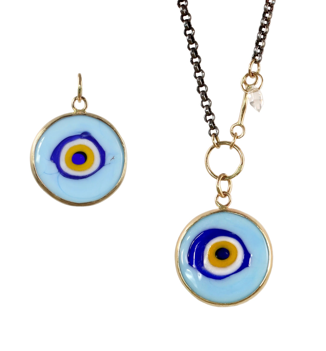 Murano Glass Evil Eye Charm in 14k Gold - Limited Edition