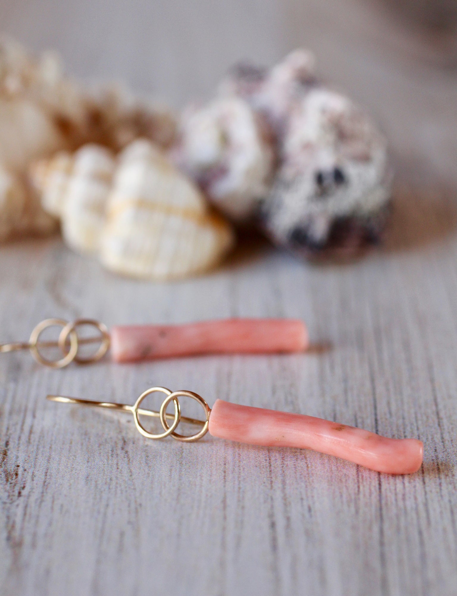 Vintage Coral & Recycled 14k Gold Earrings