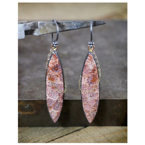 Fossilized Coral Earrings with 14k Gold