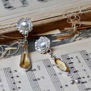 Fleur Earrings with Citrines