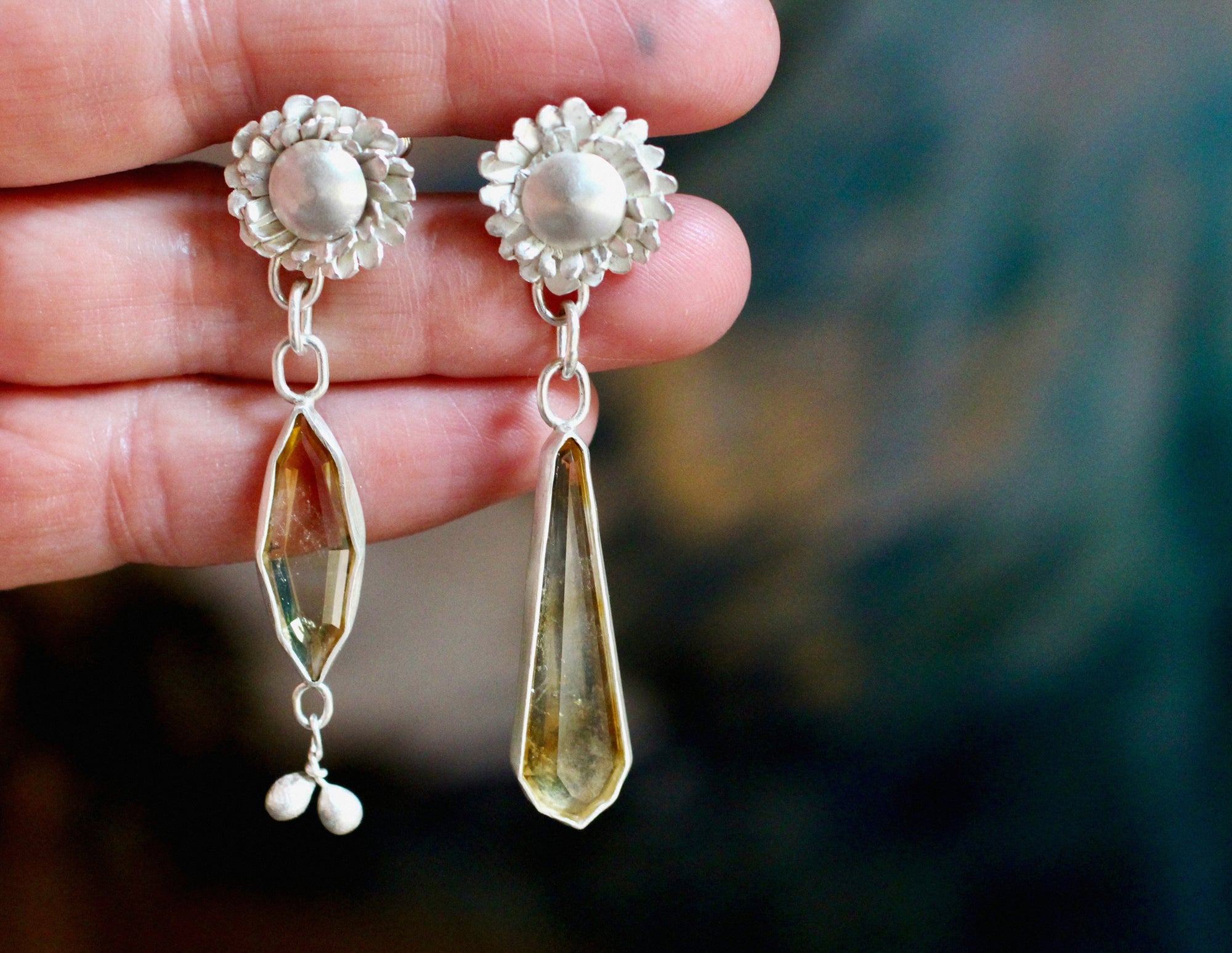 Fleur Earrings with Citrines