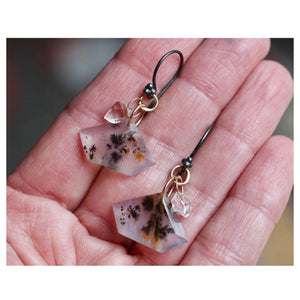 Dendritic Agate & Herkimer Earrings with 14k