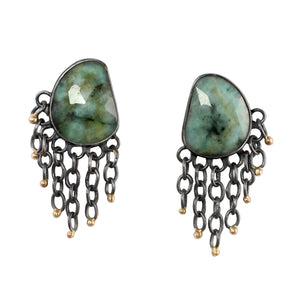 Emerald Fringe Game Earrings