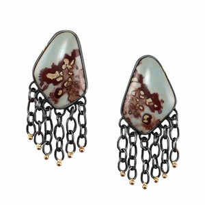 Jasper Fringe Game Earrings with 14k Gold