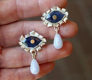 Mystical Eye Earrings with 14k