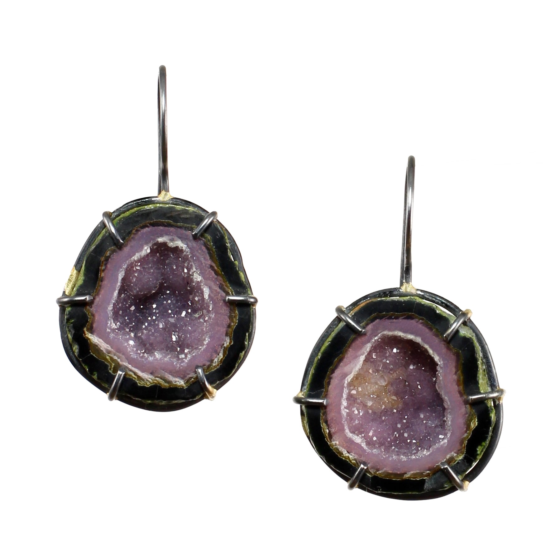 Smoky Lavender Geode Earrings