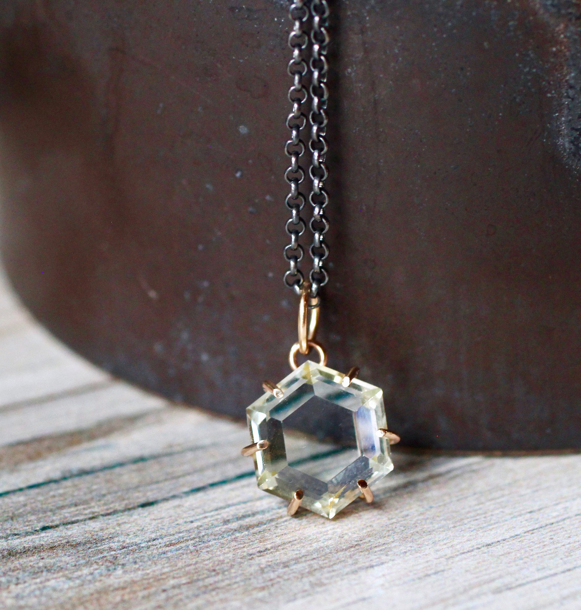 Aquamarine Gentle Strength Talisman Pendant in 14k Gold