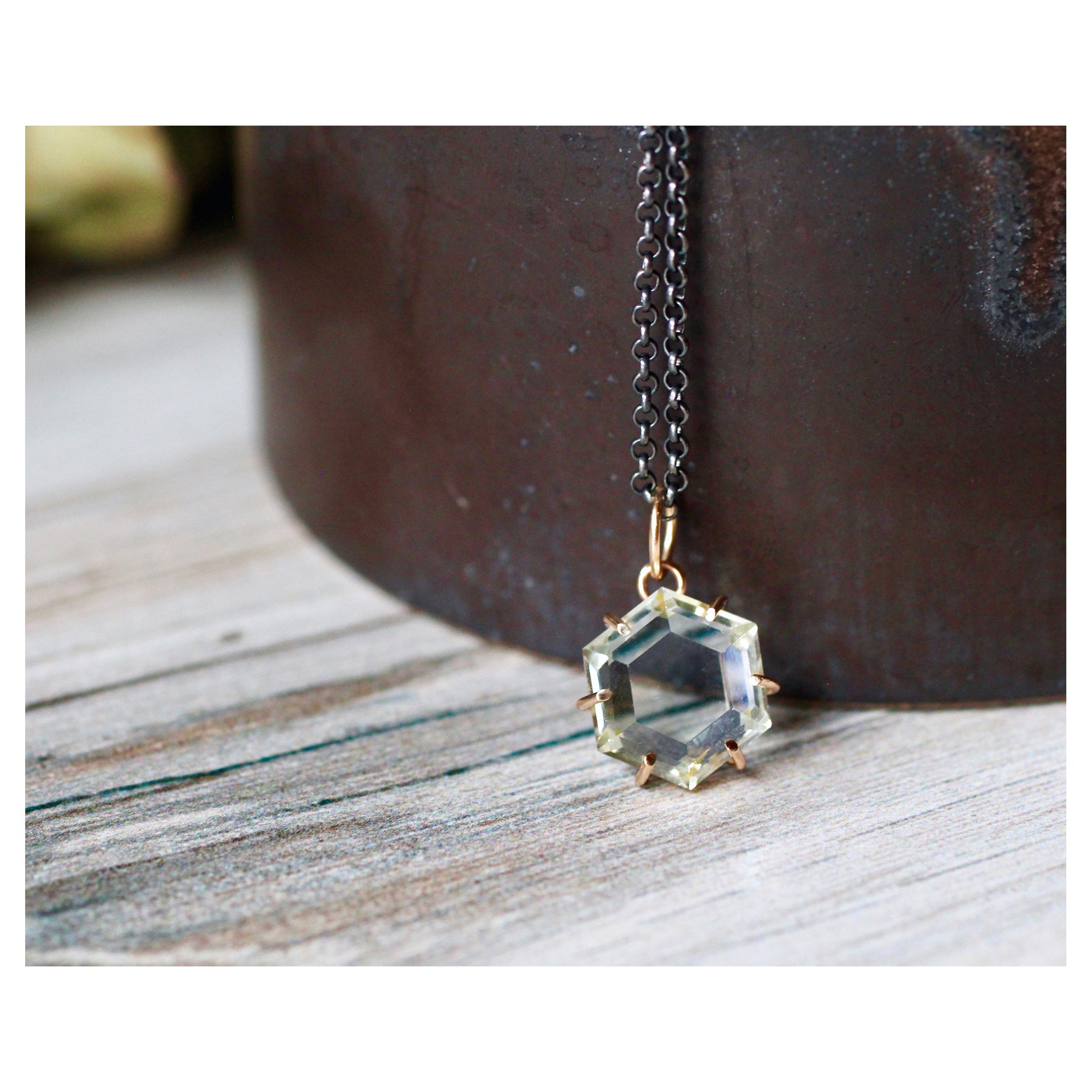 Aquamarine Gentle Strength Talisman Pendant in 14k Gold