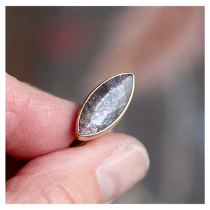 Iolite Sunstone Ring in Sterling Silver & 14k Gold