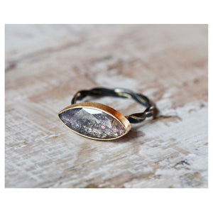 Iolite Sunstone Ring in Sterling Silver & 14k Gold