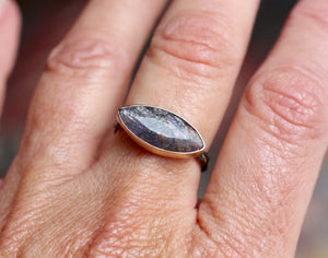 Iolite Sunstone Ring in Sterling Silver & 14k Gold