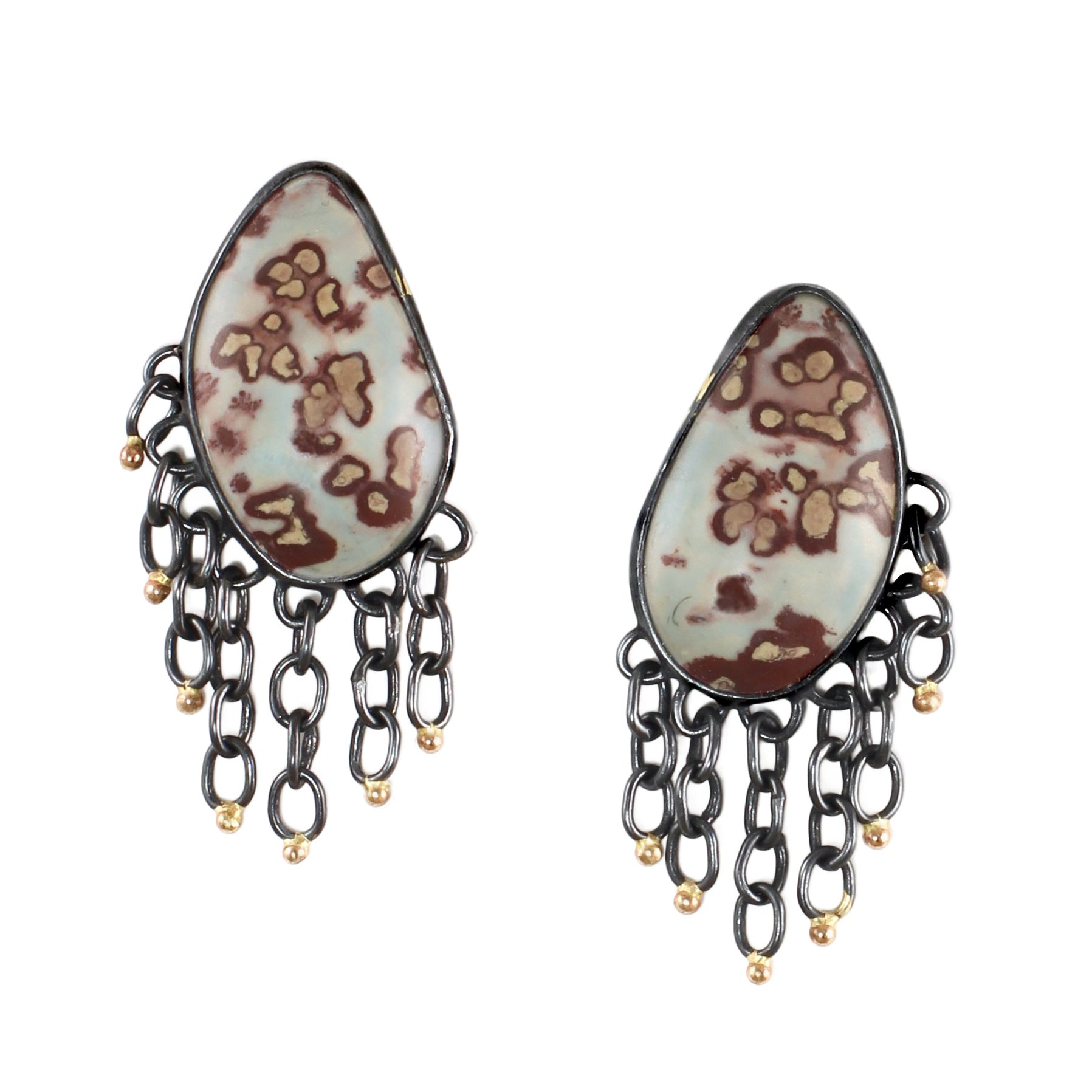 Jasper Fringe Game Earrings with 14k Gold