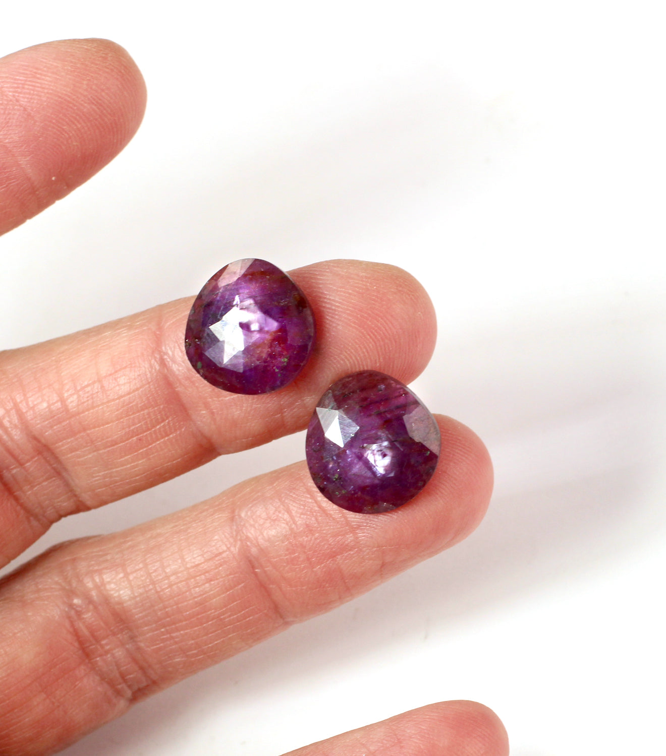 Rose Cut Plum Sapphire Pair