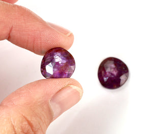 Rose Cut Plum Sapphire Pair