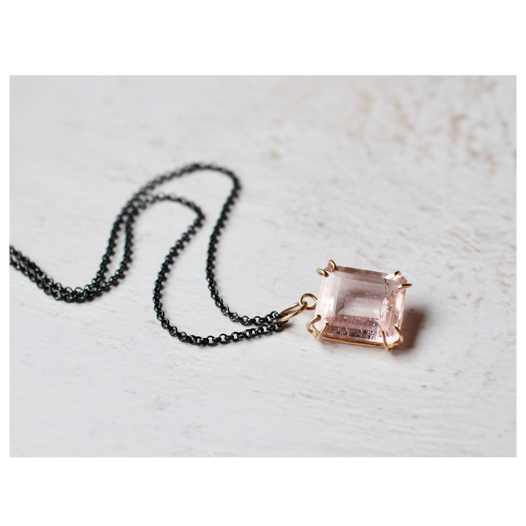 Morganite Talisman Pendant or Necklace with 14k Gold