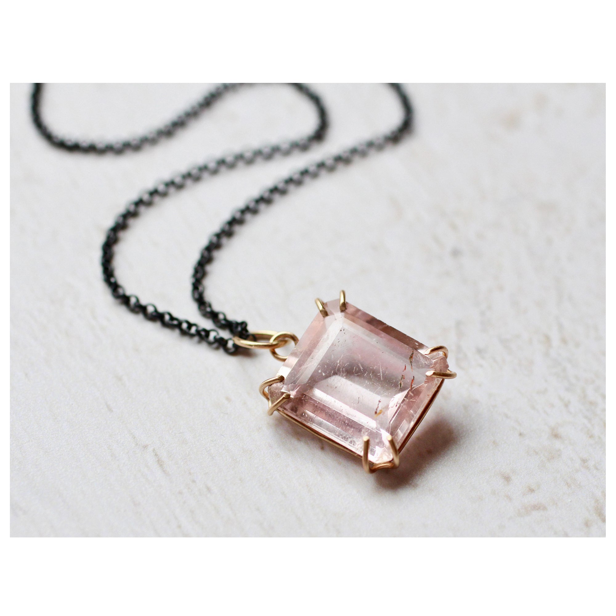 Morganite Talisman Pendant or Necklace with 14k Gold