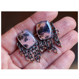 Dendritic Agate Fringe Game Earrings