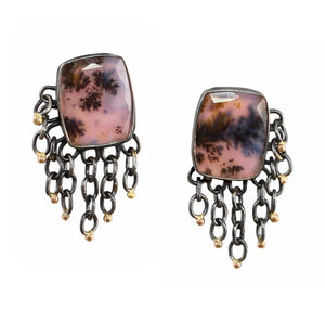 Dendritic Agate Fringe Game Earrings