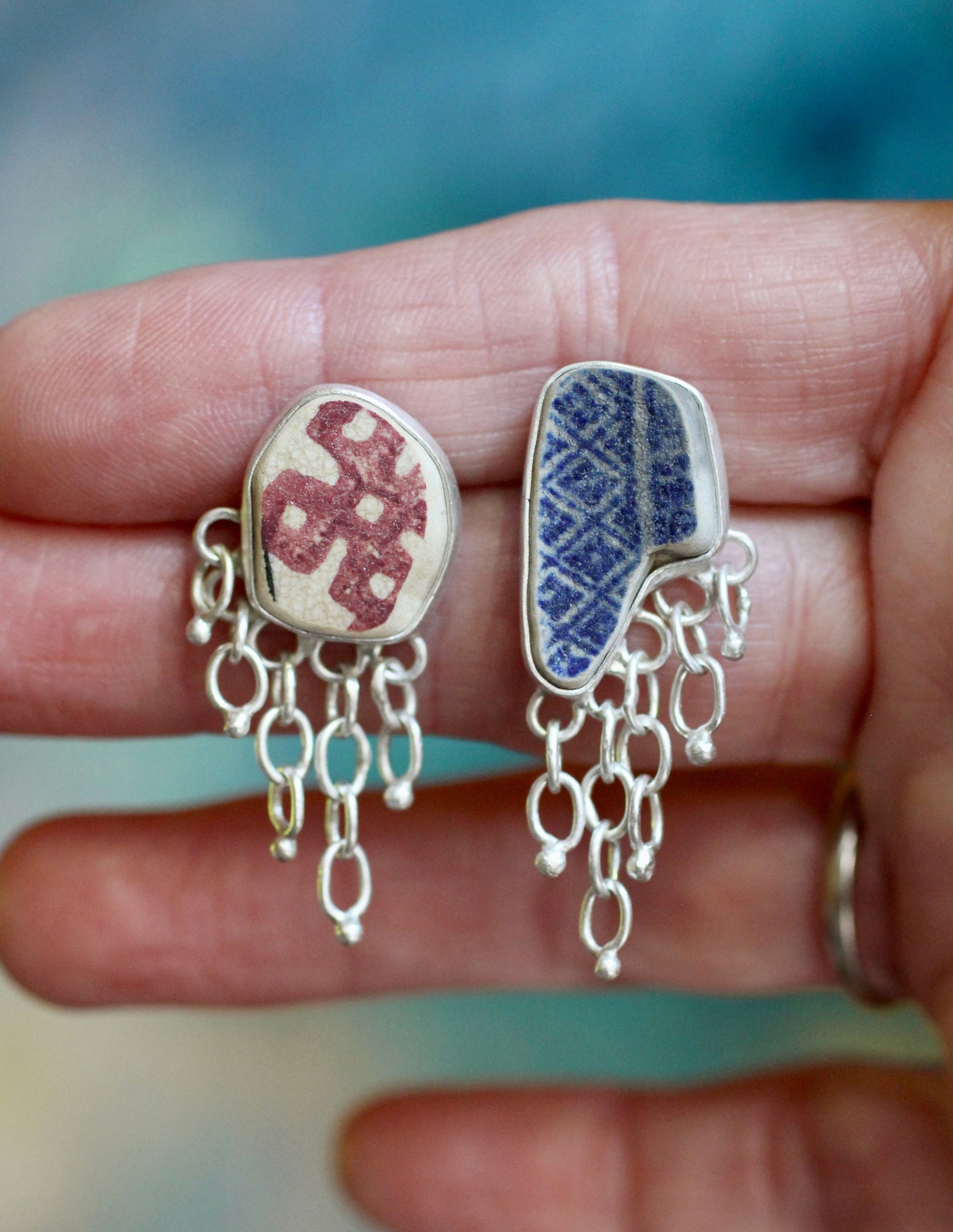 Sea Pottery & Fringe Game Earrings