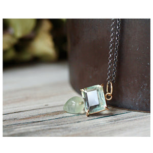 Aquamarine & Prehnite Inner Peace Talisman Pendant in 14k Gold