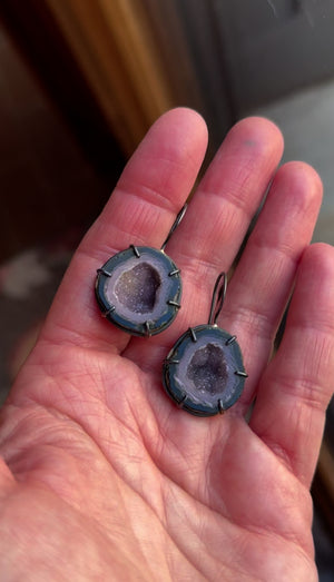 Smoky Lavender Geode Earrings