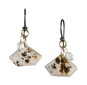 Dendritic Agate & Herkimer Earrings with 14k