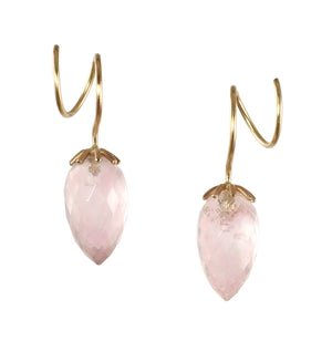 Rose Quartz Twisted Earrings in 14k Gold - Limited Edition