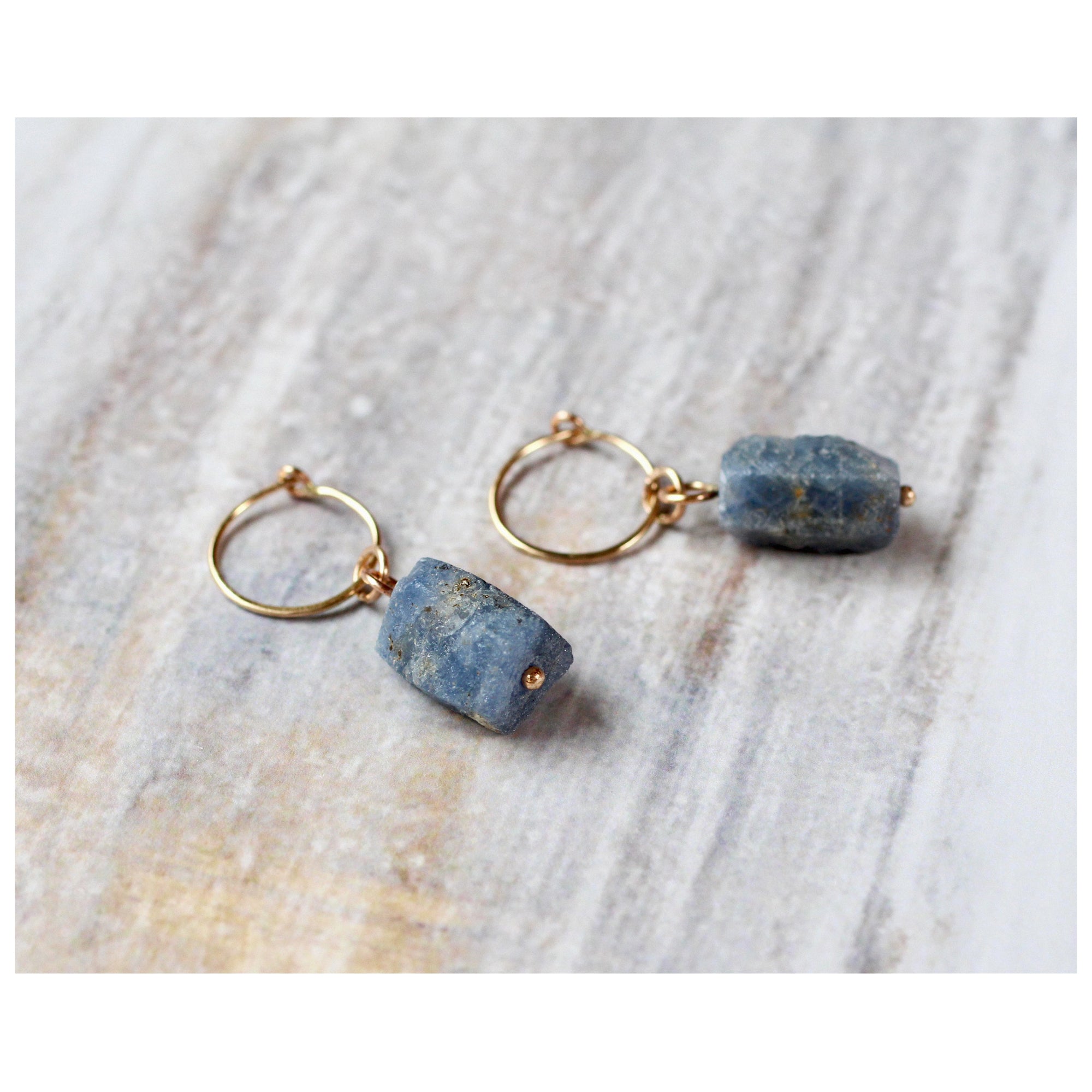 Sapphire Mini Hoop Earrings in 14k