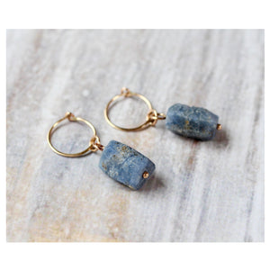 Sapphire Mini Hoop Earrings in 14k