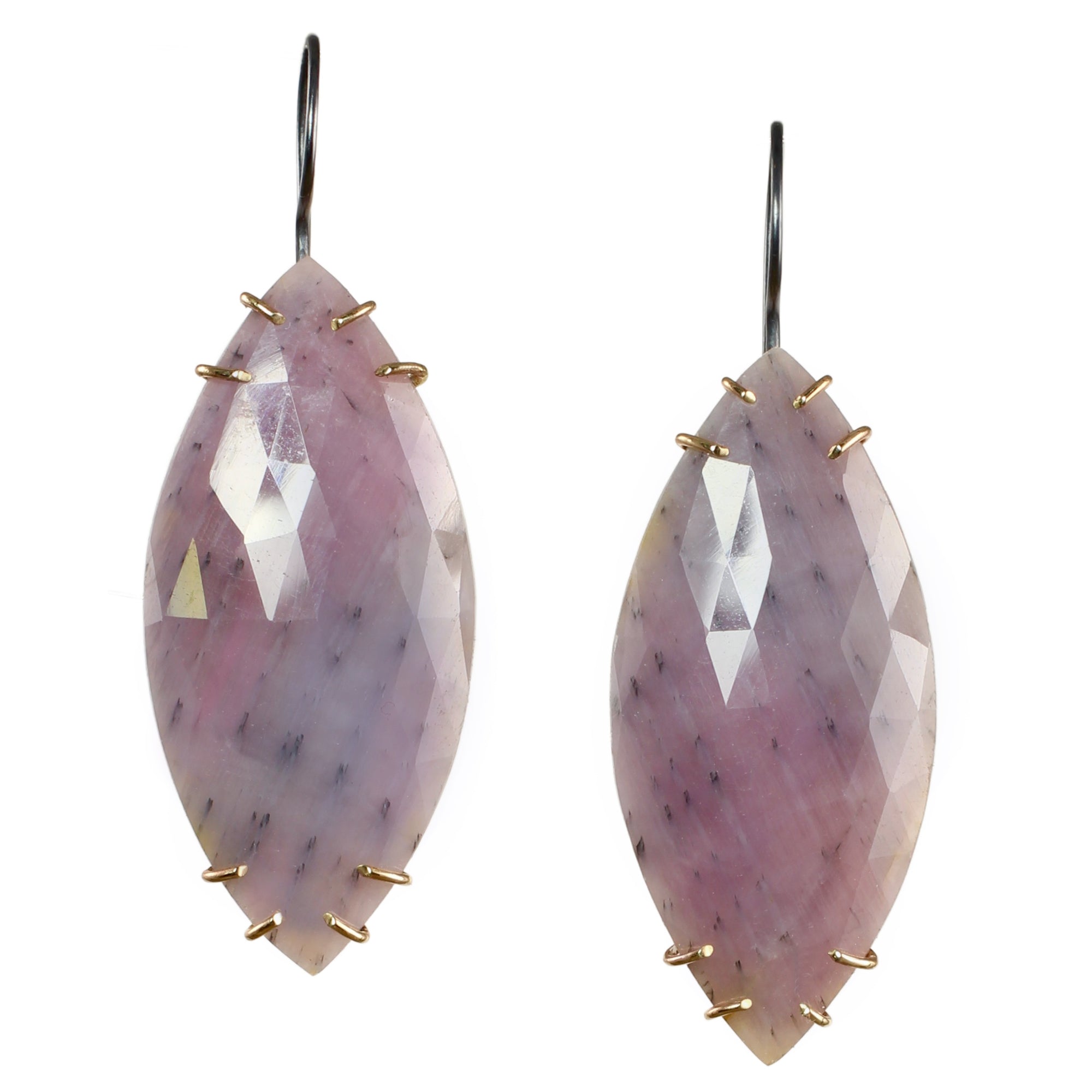 Long Lavender Sapphire Earrings with 14k Gold