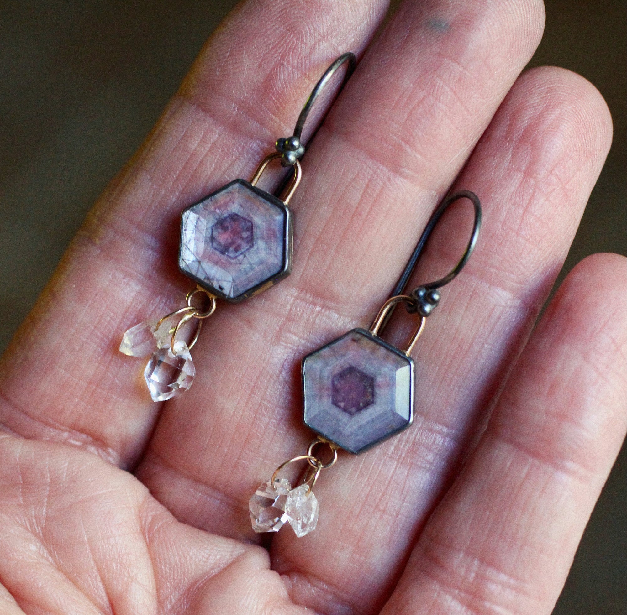 Sapphire Crystal & Herkimer Diamond Earrings