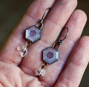 Sapphire Crystal & Herkimer Diamond Earrings