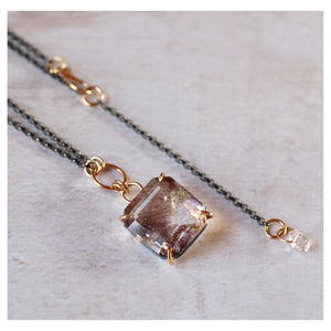 Lepidocrocite Quartz Talisman Necklace with 14k Gold